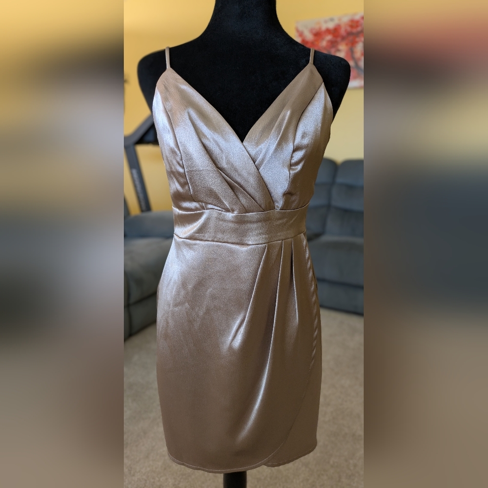 Teeze Me Champagne Satin Prom Dress